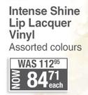 Yardley Intense Shine Lip Lacquer Vinyl (Assorted Colours)-Each