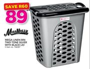 MissMolly Mega Linen Bin Two Tone Silver With Black Lid