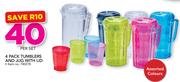 4 Pack Tumblers And Jug With Lid-Per Set