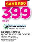 Stingray Explorer 2 Piece Front Black Seat Covers-Per Set