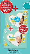 Pampers Premium Care Nappies 2 x Sizes 1-2-Per Pack