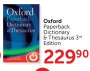 Oxford Paperback Dictionary And Thesaurus 3rd Edition