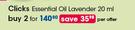 Clicks Essential Oil Lavender-2x20ml Per Offer