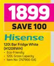 Hisense 120Ltr Bar Fridge (White) H120RWH