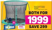 Bounce King 8FT Outdoor Trampoline Plus Dunlop Swingball-For Both