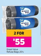 Great Value Refuse Bags-For 2 x 20's