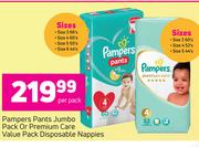 Pampers Pants Jumbo Pack Or Premium Care Value Pack Disposable Nappies-Per Pack