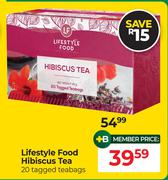 Lifestyle Food Hibiscus Tea-20 Tagged Teabags