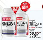 Biogen Omega-3 1000mg Fish Oil Value Pack-90 Plus 90 Softgel Capsules Per Pack
