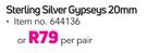 Sterling Silver Gypseys 20mm-Per Pair