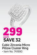 Cubic Zirconia Micro Pillow Cluster Ring-Each