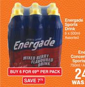 Energade Sports Drink Assorted-6 x 500ml Per Pack