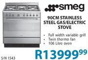 Smeg 90cm Stainless Steel Gas / Electric Stove