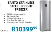 Santo Stainless Steel Upright Freezer - 280L
