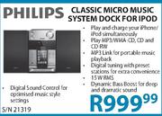 Philips Classic Micro Music System Dock For Ipod