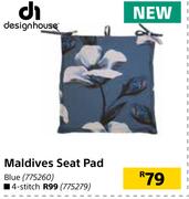 Design House Maldives Seat Pad Blue 4 Stitch