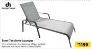 Designhouse Steel Textilene Lounger 1.7m x 650mm x 1m