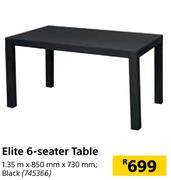 Elite 6 Seater Table Black-1.35m x 850mm x 730mm