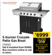 Megamaster 5 Burner Crusade Patio Gas Braai