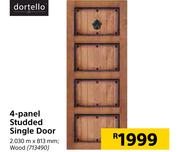 Dortello 4 Panel Studded Single Door-2030m x 813mm