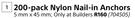 Builders 200 Pack Nylon Nail In Anchors-5mm x 45mm