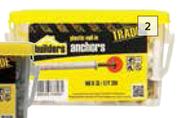 Builders 200 Pack Plastic Nail In Anchors-8mm x 100mm