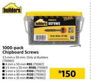 Builders 1000 Pack Chipboard Screws-4mm x 50mm