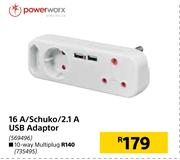 Powerworx 16A/Schuko/2.1A USB Adaptor