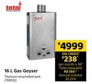Totai 16L Gas Geyser