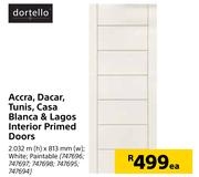 Dortello Accra, Dacar, Tunis, Casa Blanca & Lagos Interior Primed Doors 2.032 m (h) x 813 mm (w)