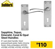 Builders Sapphire, Topaz, Emerald, Coral & Opal Steel Handles-Each