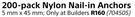 Builders 200 Pack Nylon Nail In Anchors-5mm x 45mm