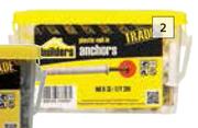 Builders 200 Pack Plastic Nail In Anchors-8mm x 100mm