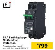 CBI 63 A Earth Leakage No Overload Protection