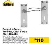 Builders Sapphire, Topaz, Emerald, Coral & Opal Steel Handles-Each