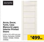 Dortello Accra, Dacar, Tunis, Casa Blanca & Lagos Interior Primed Doors 2.032m (h) x 813mm (w)