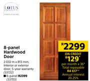 Lotus 6-Panel Hardwood Door 2.032 m x 813 mm