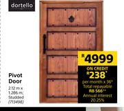 Dortello Pivot Door-2.12m x 1286m