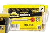 Builders 200 Pack Plastic Nail In Anchors-6mm x 55mm