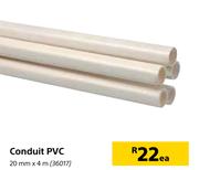 Conduit PVC 20mm x 4m Each