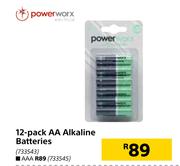 Power Worx 12 Pack AA Alkaline Batteries