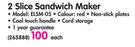 Elegance 2 Slice Sandwich Maker ELSM-05