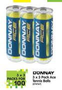 Donnay 3 x 3 Pack Ace Tennis Balls-Each