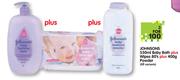 Johnsons Baby Bath-550ml Plus Wipes-80's Plus Powder-400g(All Variants)-3's