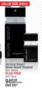 Jacques Bogart Silver Scent Original EDT 200ml Plus Free EDT 30ml-Per Pack