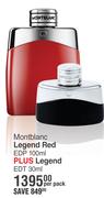 Montblanc Legend Red EDP 100ml Plus Legend EDT 30ml-Per Pack