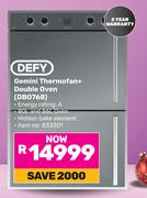 Defy Gemini Thermofan+ Double Oven DBO768 (833301)
