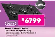 Defy 90cm 5 Burner Black Glass Gas Hob DHG905 (812274)