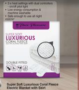 Pure Pleasure Super Soft Luxurious Coral Fleece Electric Blanket With Skirt Queen