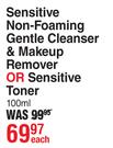 Celltone Sensitive Non Foaming Gentle Cleanser & Makeup Remover Or Sensitive Toner-100ml Each